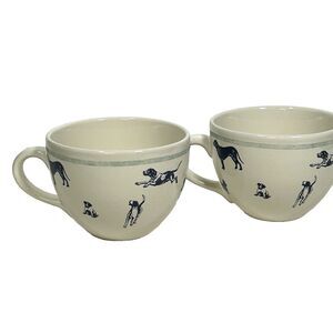 Eddie Bauer Home Large Diner Coffee Cups Dogs Hounds Breeds Set of 2 Mugs